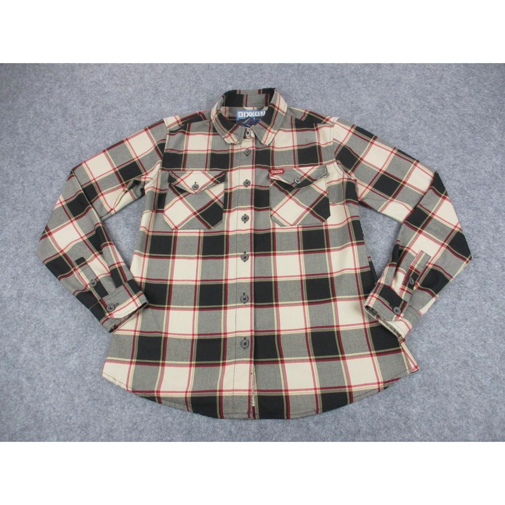 Dixxon Flannel Shirt Mens Medium Beige Red Johnstown Plaid Button Up Long Sleeve